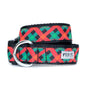 Holiday Check Dog Collar – Red/Green/Black, Sizes XS–XL