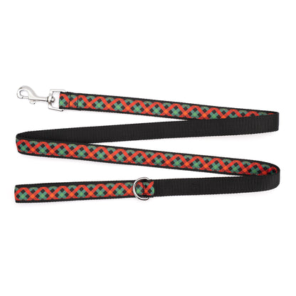 Holiday Check Dog Leash – Red/Green/Black, Sizes S, L