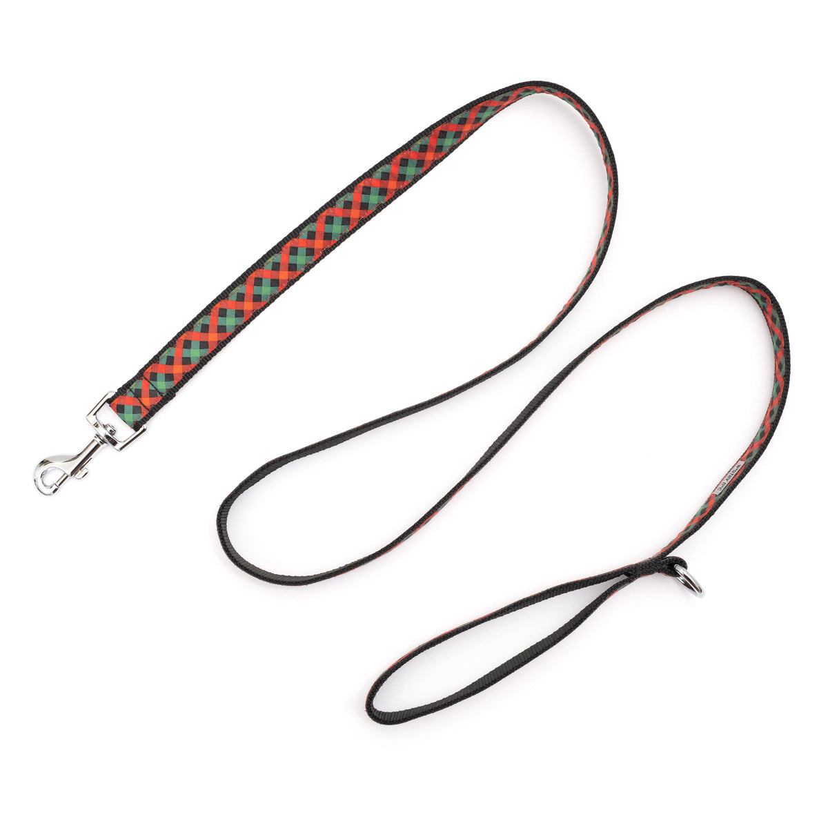 Holiday Check Dog Leash – Red/Green/Black, Sizes S, L