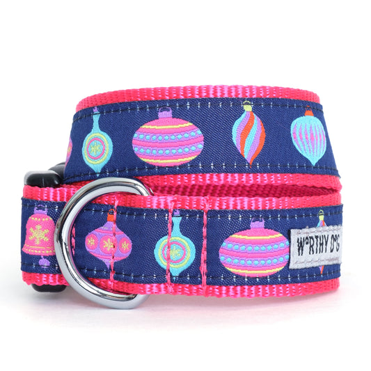 Vintage Ornaments Dog Collar – Navy, Sizes S–XL