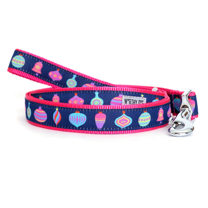 Vintage Ornaments Dog Leash – Navy, Size L