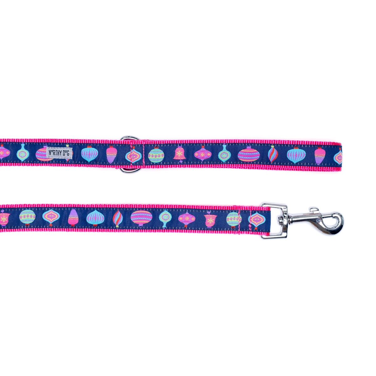 Vintage Ornaments Dog Leash – Navy, Size L