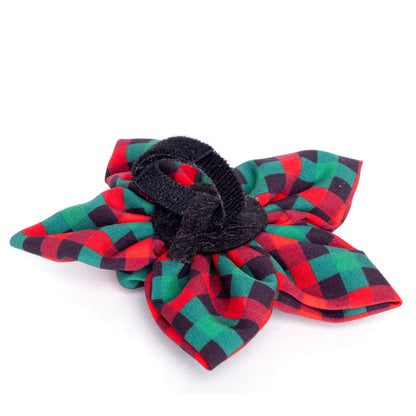 Holiday Check Dog Flower – Polyester, Red/Green/Black, Sizes S, L