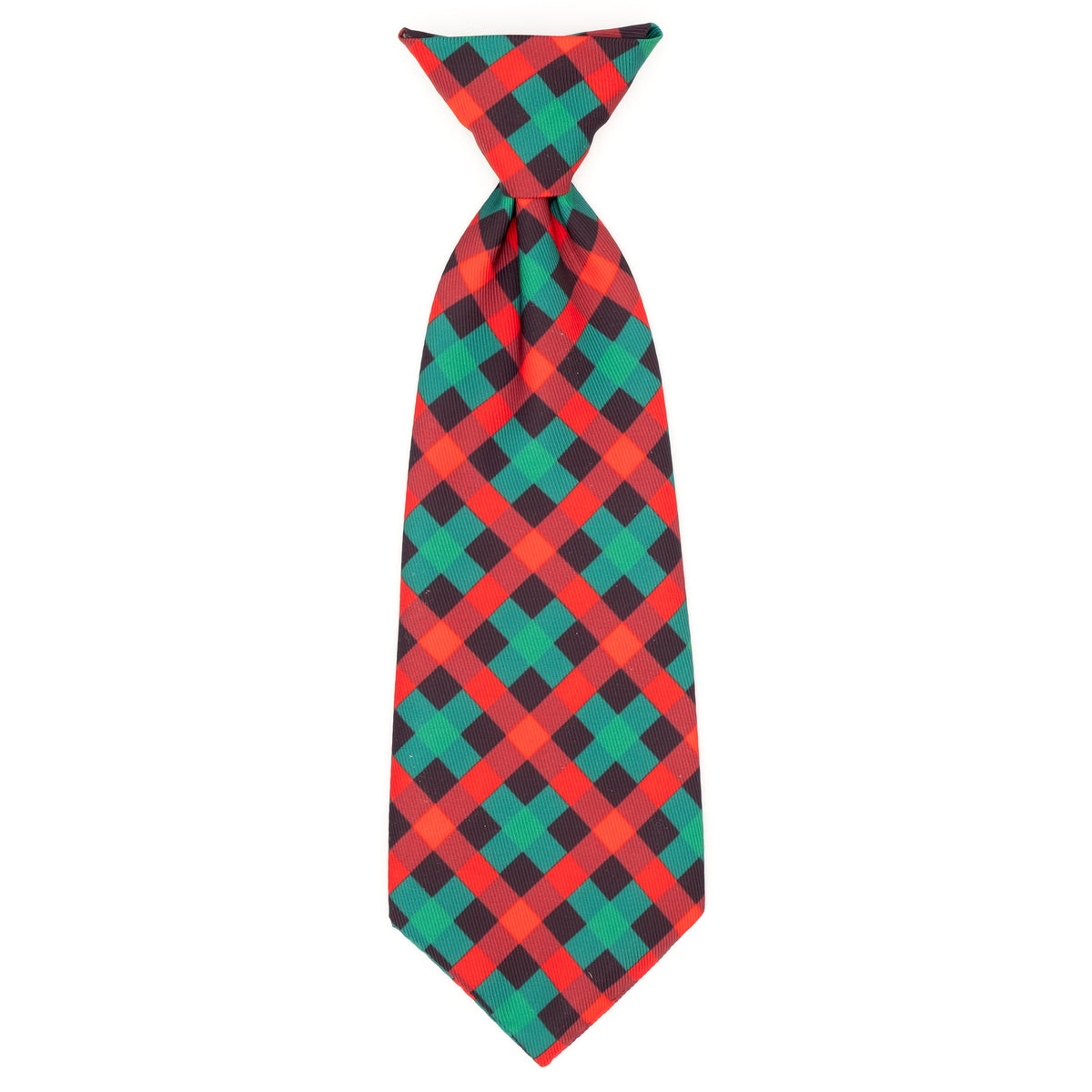 Holiday Check Dog Neck Tie – Polyester, Red/Green/Black, Sizes S, L