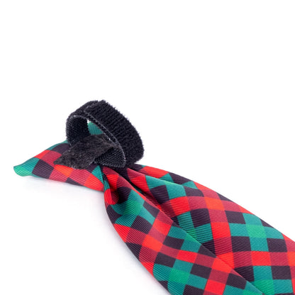 Holiday Check Dog Neck Tie – Polyester, Red/Green/Black, Sizes S, L