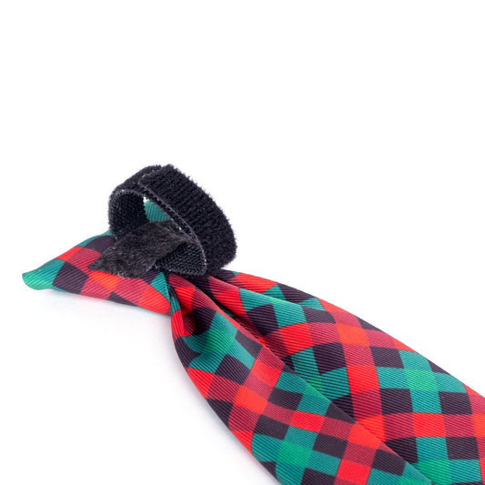 Holiday Check Dog Neck Tie – Polyester, Red/Green/Black, Sizes S, L
