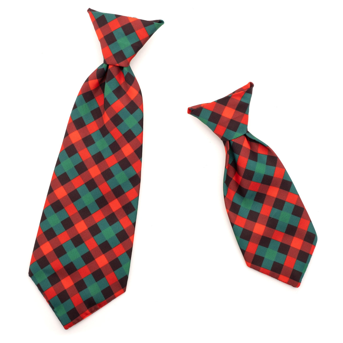 Holiday Check Dog Neck Tie – Polyester, Red/Green/Black, Sizes S, L