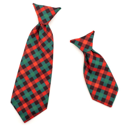 Holiday Check Dog Neck Tie – Polyester, Red/Green/Black, Sizes S, L