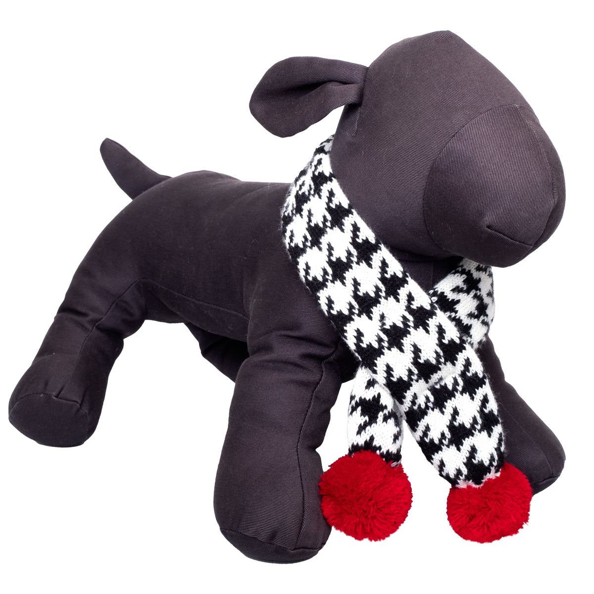 Houndstooth Sweater & Scarf Set Dog Sweater – Acrylic, Black/White/Red, Sizes XS–XXL