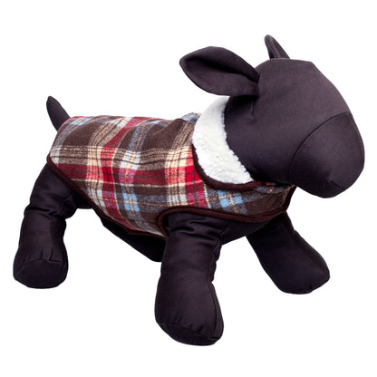 Plaid Dog Jacket, brown/red/blue plaid, product view 4
