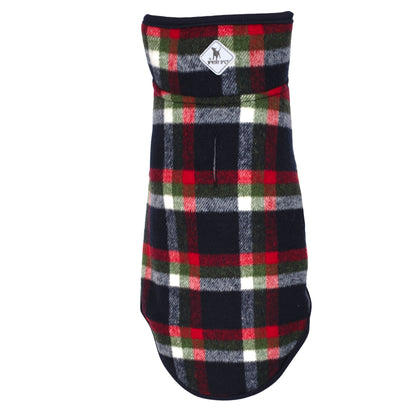 Plaid Dog Jacket, navy/red/olive plaid, product view 6