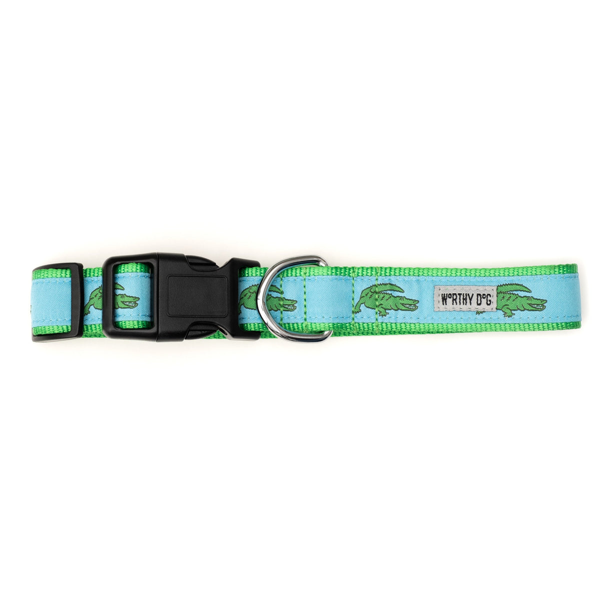 Alligator Dog Collar in blue, product view 5
