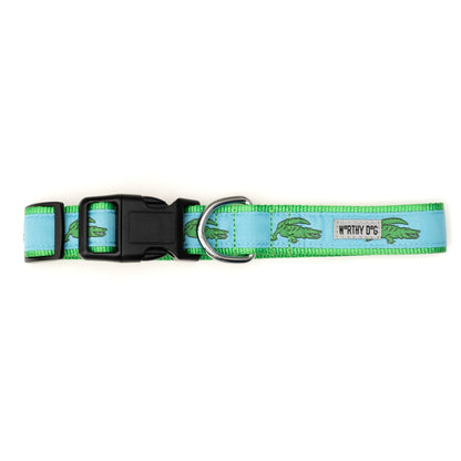 Alligator Dog Collar in blue, product view 5