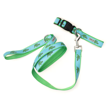 Alligator Dog Collar in blue, product view 6