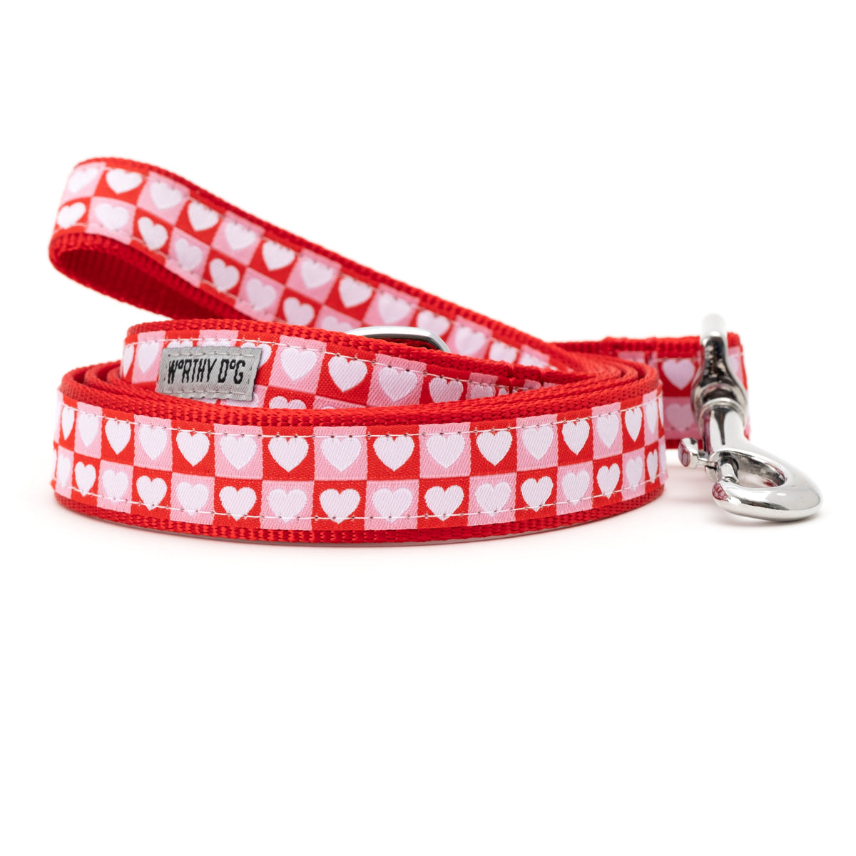 Colorblock Hearts Dog Leash – Red/Pink, Sizes S, L