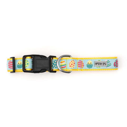 Easter Eggs Dog Collar – Blue, Sizes XS–XL