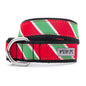 Holiday Stripe Dog Collar – Red/Green, Sizes XS–XL