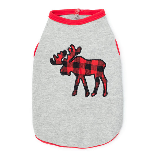 Buffalo Moose Dog Tank Top – Cotton, Gray, Sizes XS–XXL
