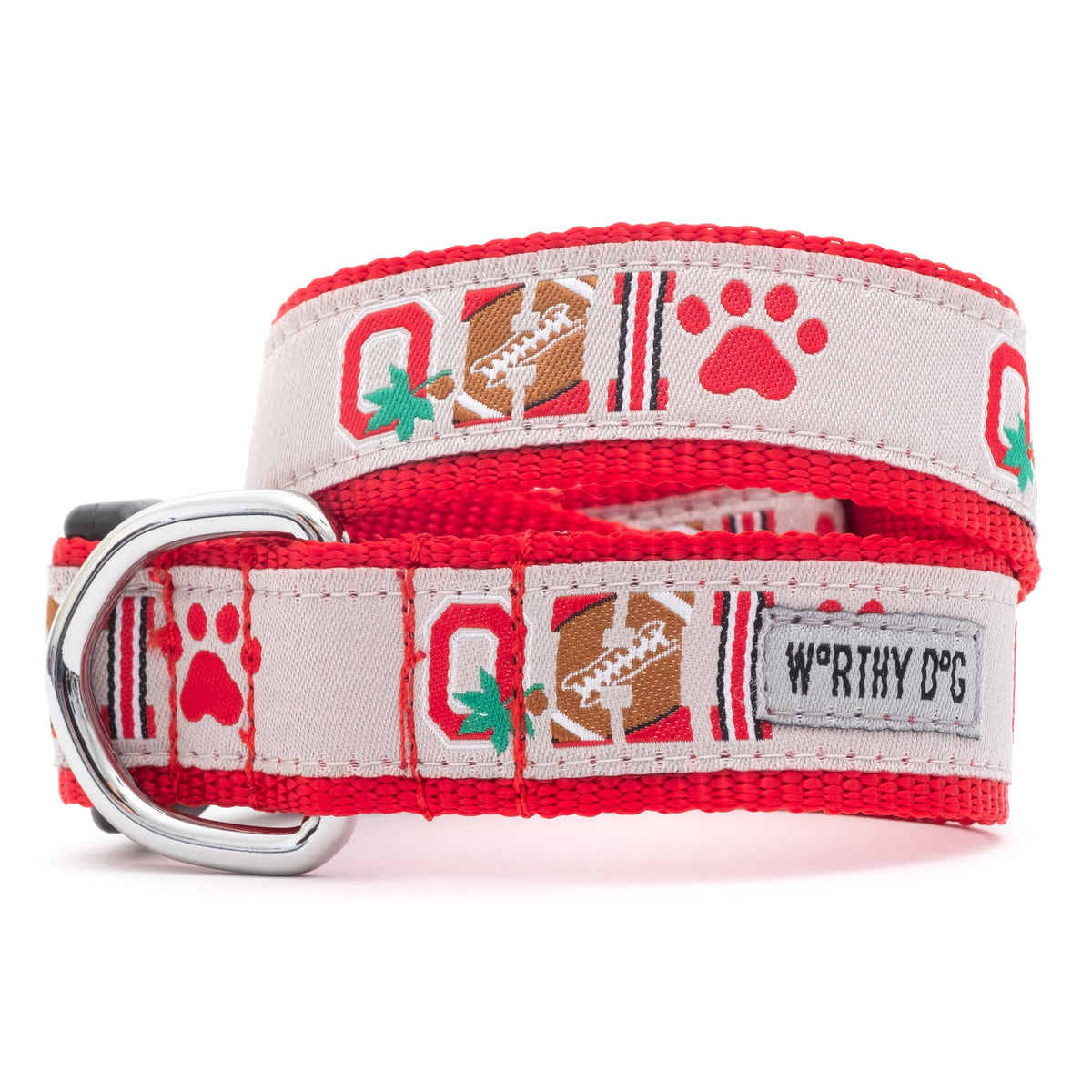 Ohio State Buckeyes Paw Print OH-IO Dog Collar – Gray, Sizes S–L