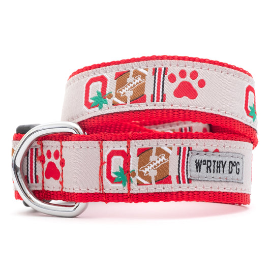 Ohio State Buckeyes Paw Print OH-IO Dog Collar – Gray, Sizes S–L