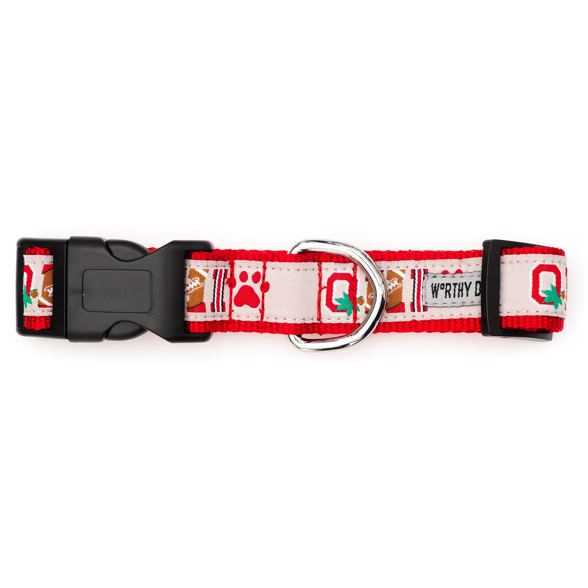 Ohio State Buckeyes Paw Print OH-IO Dog Collar – Gray, Sizes S–L