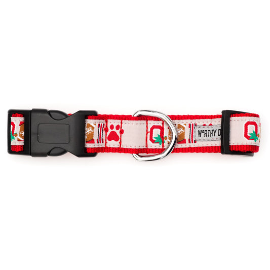 Ohio State Buckeyes Paw Print OH-IO Dog Collar – Gray, Sizes S–L