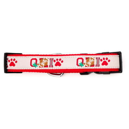 Ohio State Buckeyes Paw Print OH-IO Dog Collar – Gray, Sizes S–L