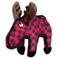 Red Buffalo Plaid Moose Squeaky Dog Toy, front angle with antlers