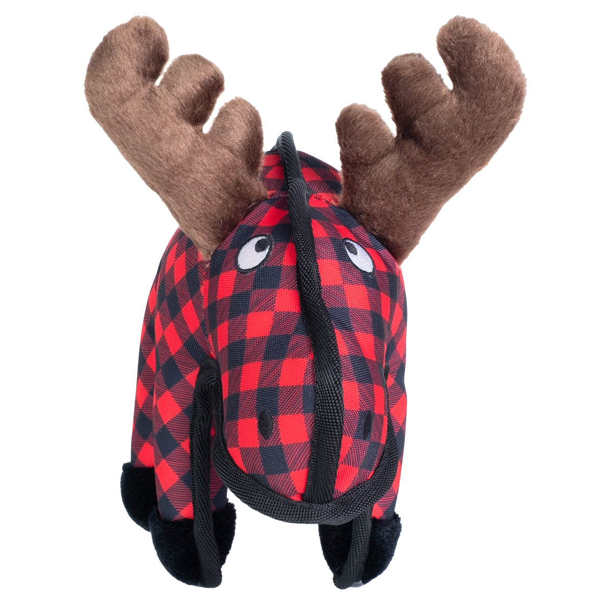Red Buffalo Plaid Moose Squeaky Dog Toy, rear angle