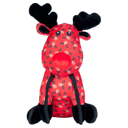 Rudy Reindeer Squeaky Dog Toy in red, main product view