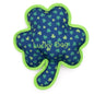 Green Shamrock Squeaky Dog Toy, front view with Lucky Dog lettering