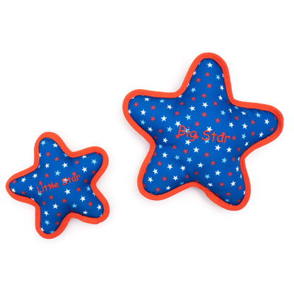 Blue Star Squeaky Dog Toy, Small and Large size comparison
