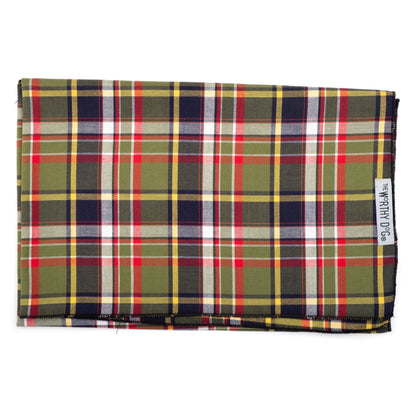 Olive Plaid II Classic Dog Bandana – Cotton, Olive, Sizes S, L
