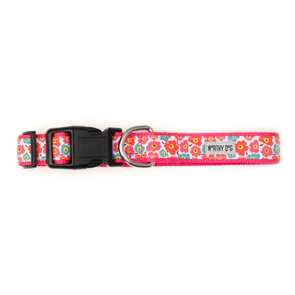 Fleurs Dog Collar – Yellow & Pink, Sizes XS–XL