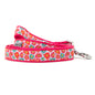 Fleurs Floral Nylon Dog Leash — coiled pink option