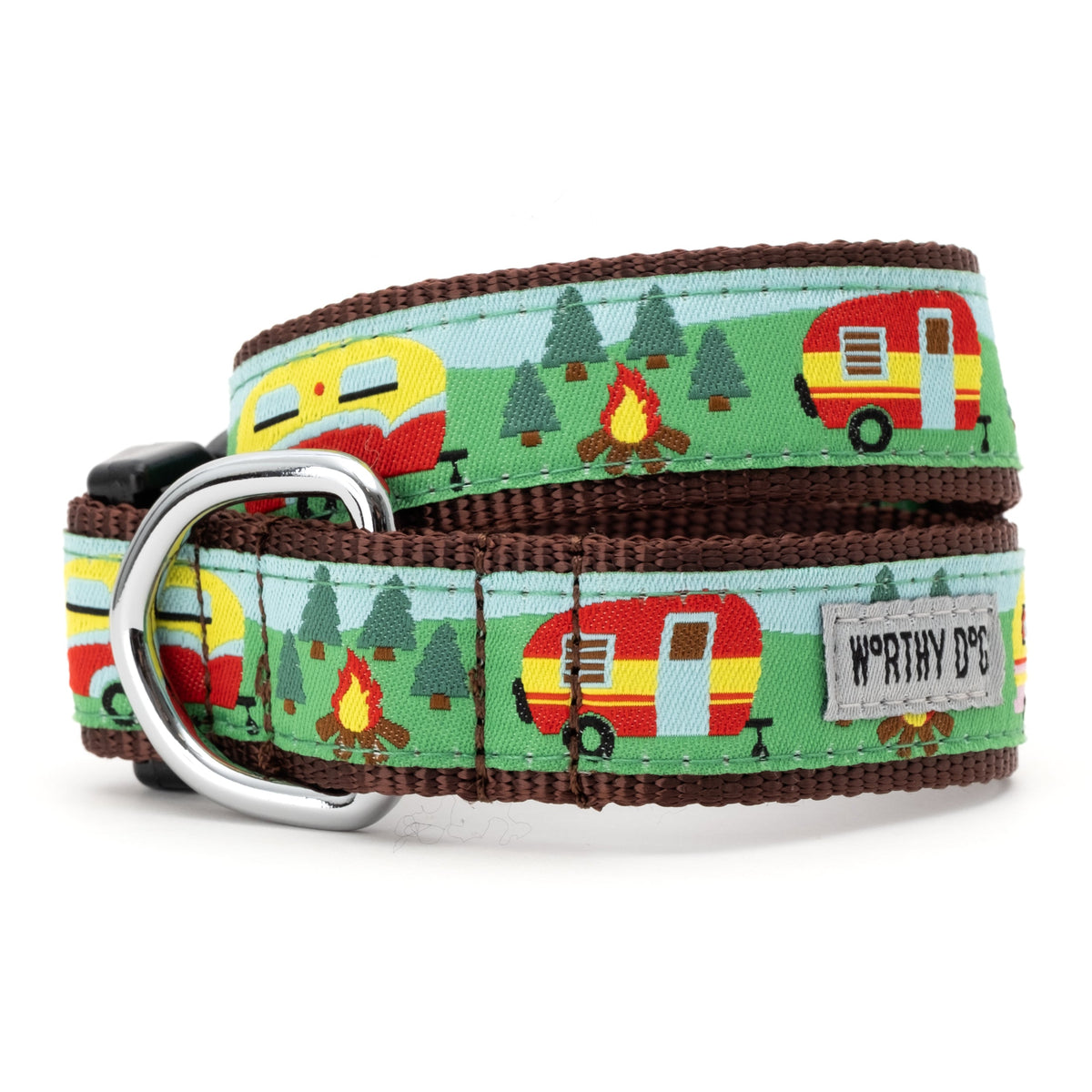 Happy Camper Dog Collar – Multicolored, Sizes XS–XL
