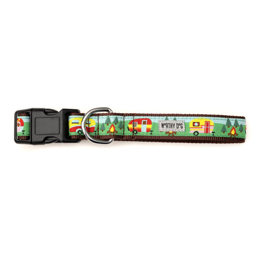 Happy Camper Dog Collar – Multicolored, Sizes XS–XL