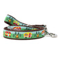 Happy Camper multicolored ribbon and nylon dog leash, coiled leash