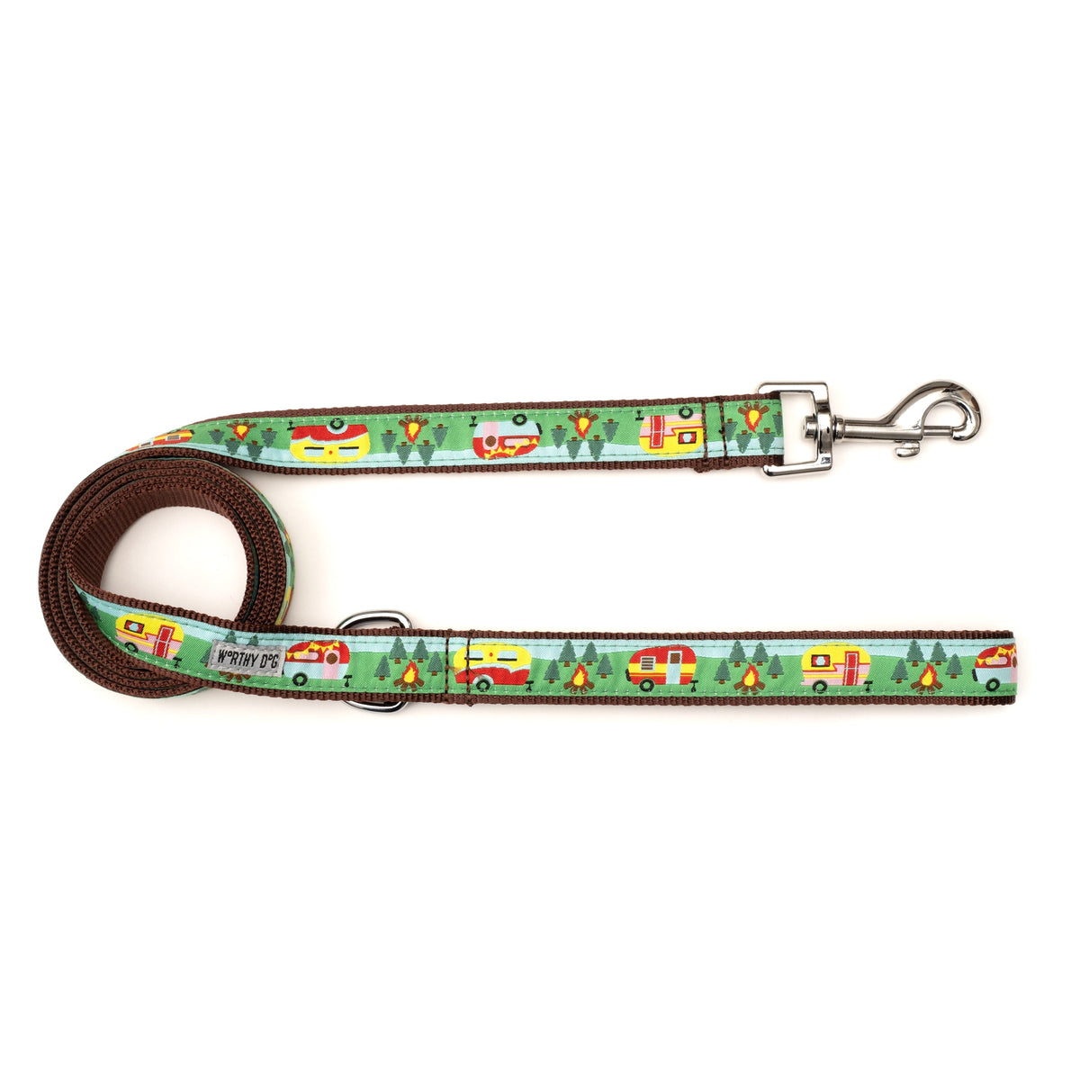 Happy Camper multicolored ribbon and nylon dog leash, product view 2