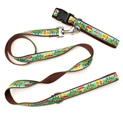Happy Camper multicolored ribbon and nylon dog leash, product view 3