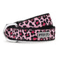 Pink Leopard Print Nylon Dog Collar in pink, main product view