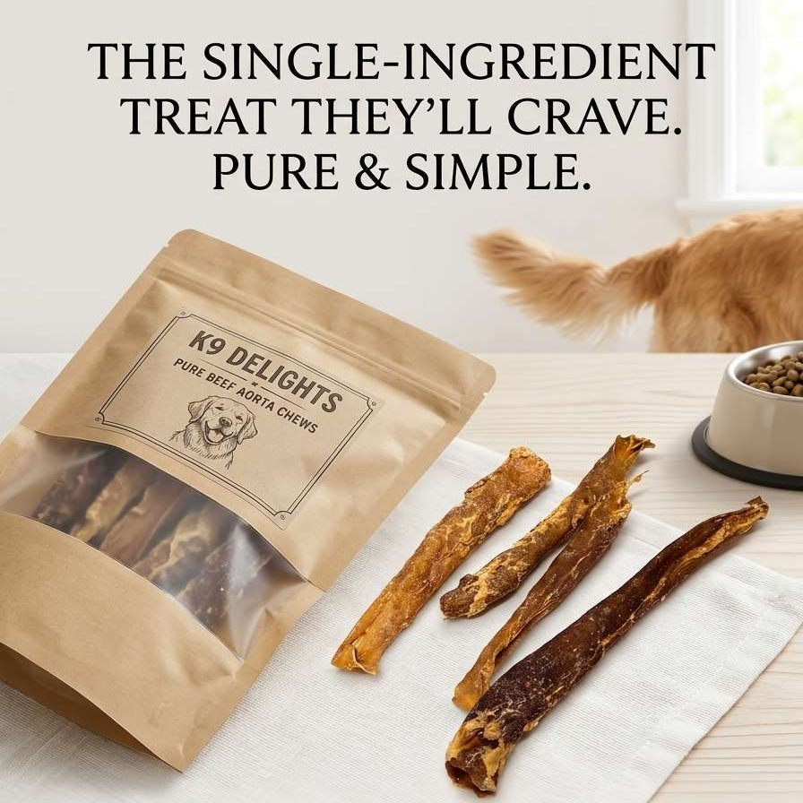 Beef Aorta Chews 5 Pack Dog Treat – Crunchy Single Ingredient Chew