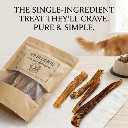 Beef Aorta Chews 5 Pack Dog Treat – Crunchy Single Ingredient Chew