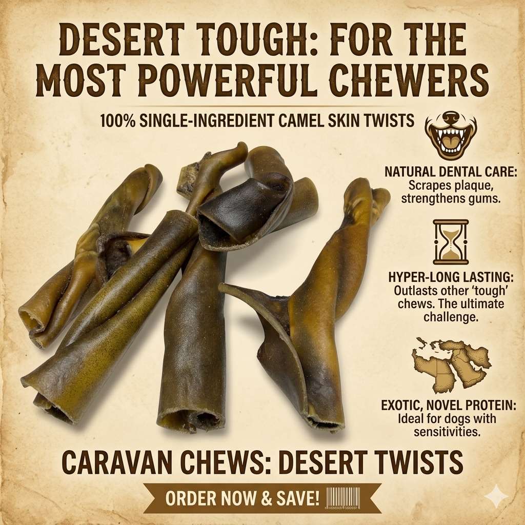 Camel Skin Twists 5 Pack Dog Treat – Novel Protein Camel Skin Chew