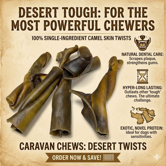 Camel Skin Twists 5 Pack Dog Treat – Novel Protein Camel Skin Chew