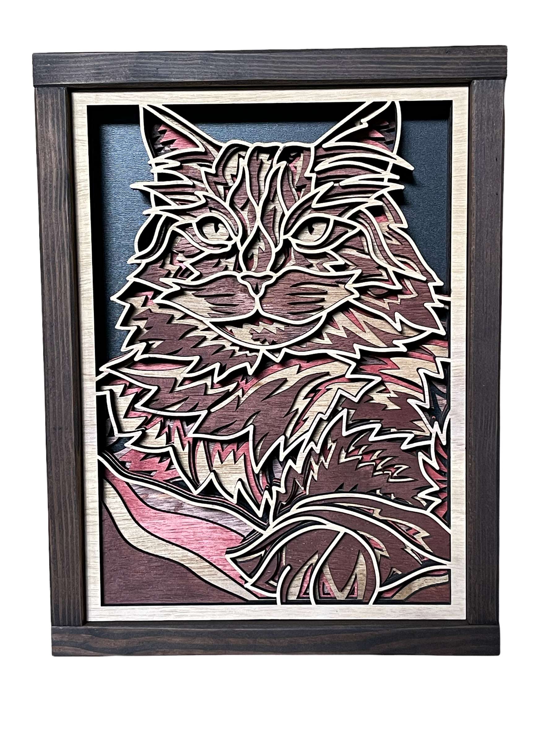Cat Gift - Cat Multi Layered Wood Picture - Cat Toys