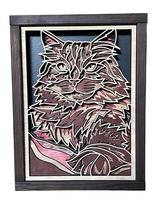 Cat Gift - Cat Multi Layered Wood Picture - Cat Toys
