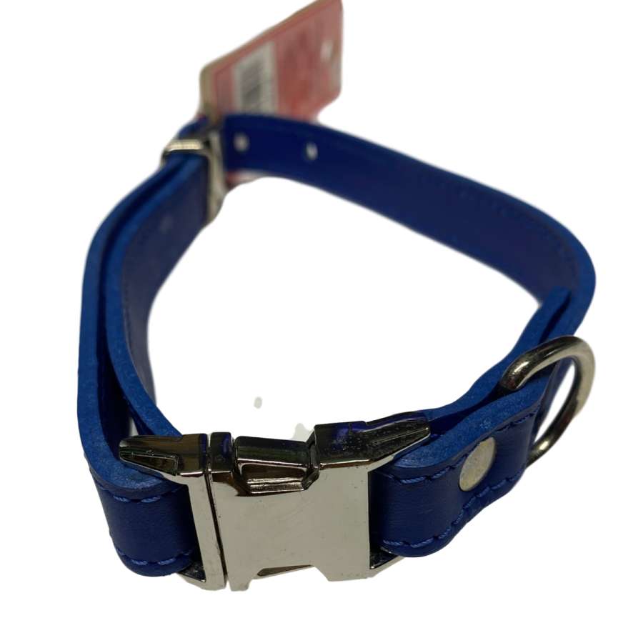 Leather Collar 12" - 16" Blue - Dog Outdoor