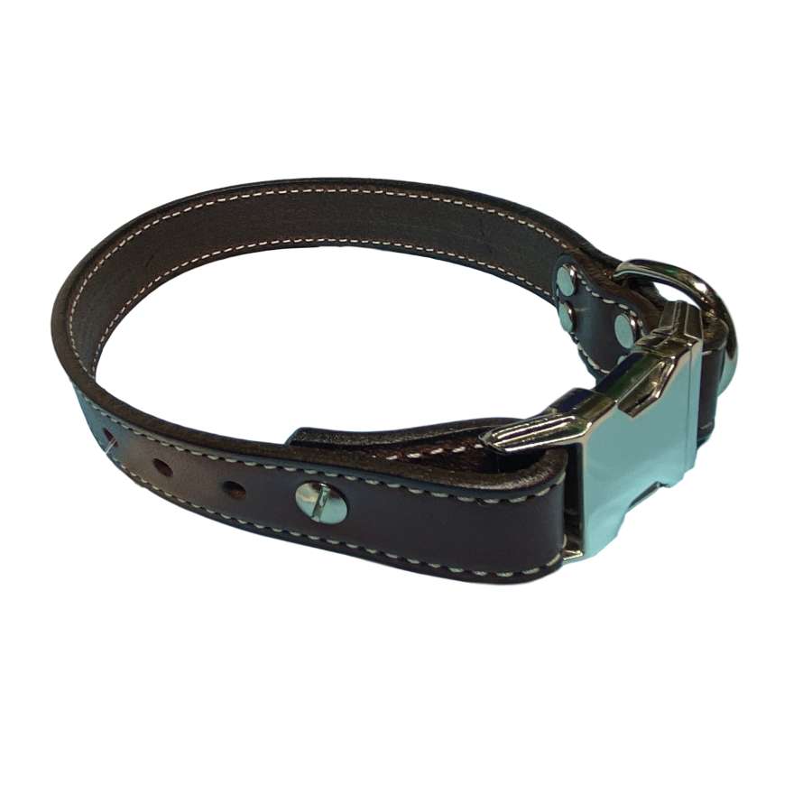 Leather Collar 20" - 22" Black - Dog Outdoor