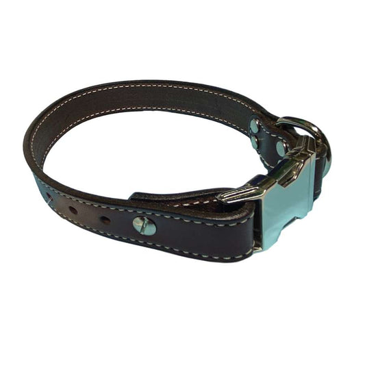 Leather Collar 20" - 22" Black - Dog Outdoor